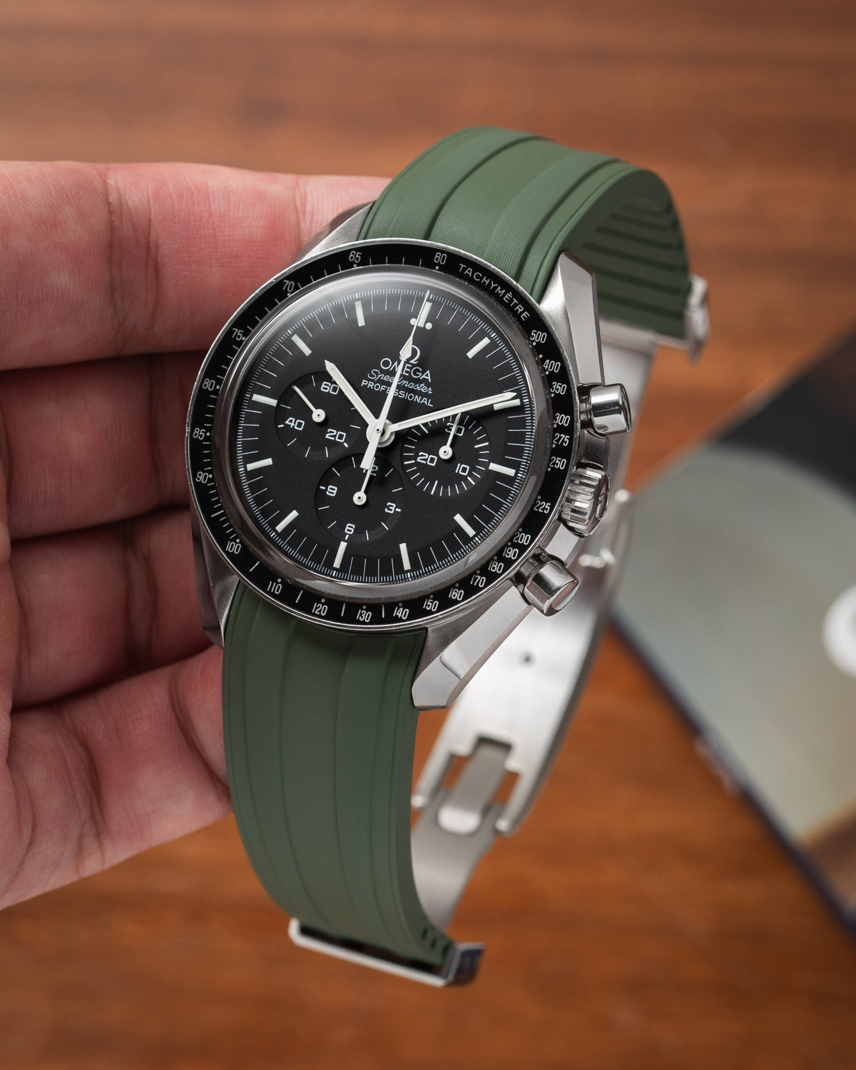 Olive Green CTS Rubber Strap for Omega Speedmaster & Swatch MoonSwatch