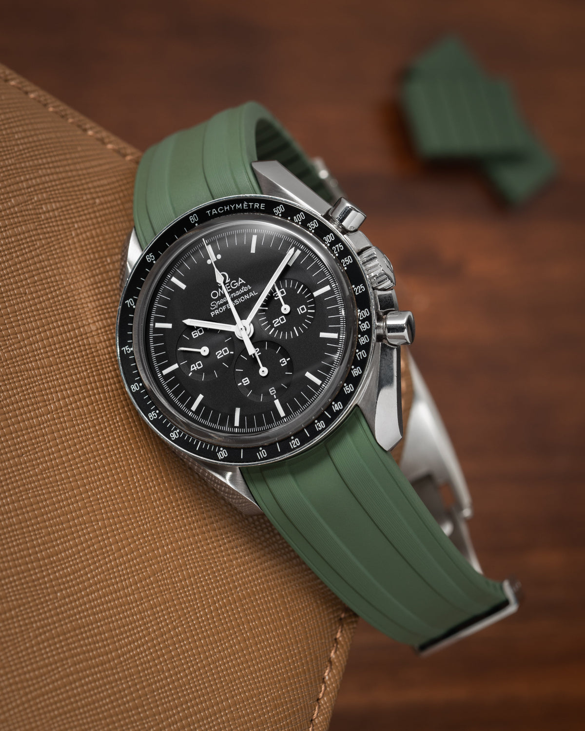 Olive Green CTS Rubber Strap for Omega Speedmaster & Swatch MoonSwatch