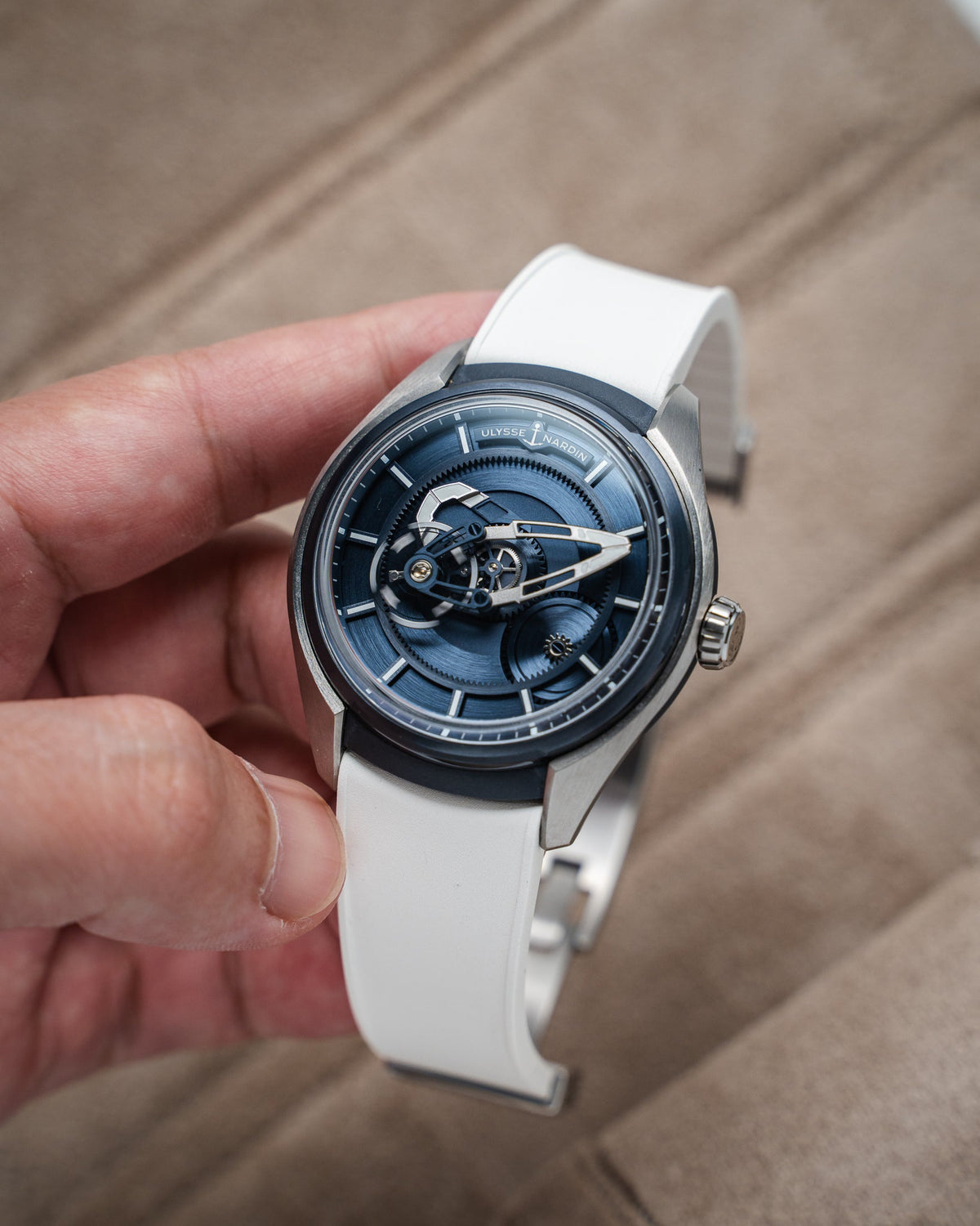 White CTS Rubber Strap for Ulysse Nardin Freak X