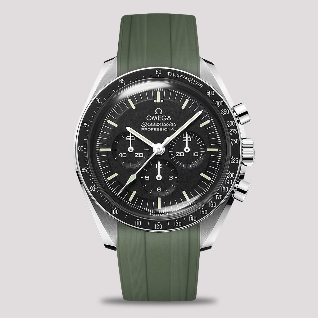 Olive Green CTS Rubber Strap for Omega Speedmaster & Swatch MoonSwatch